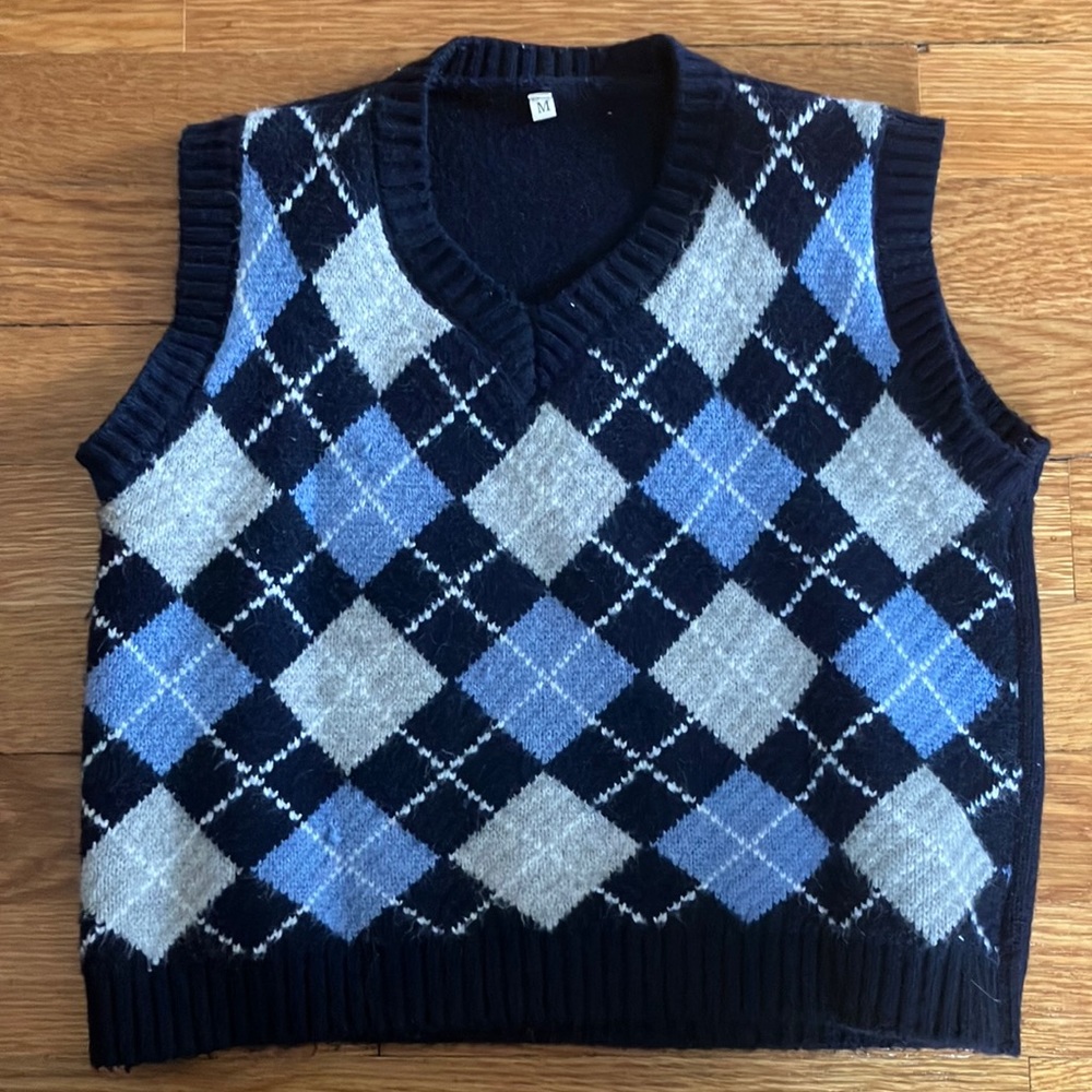 Blue/Grey Argyle Sweater Vest